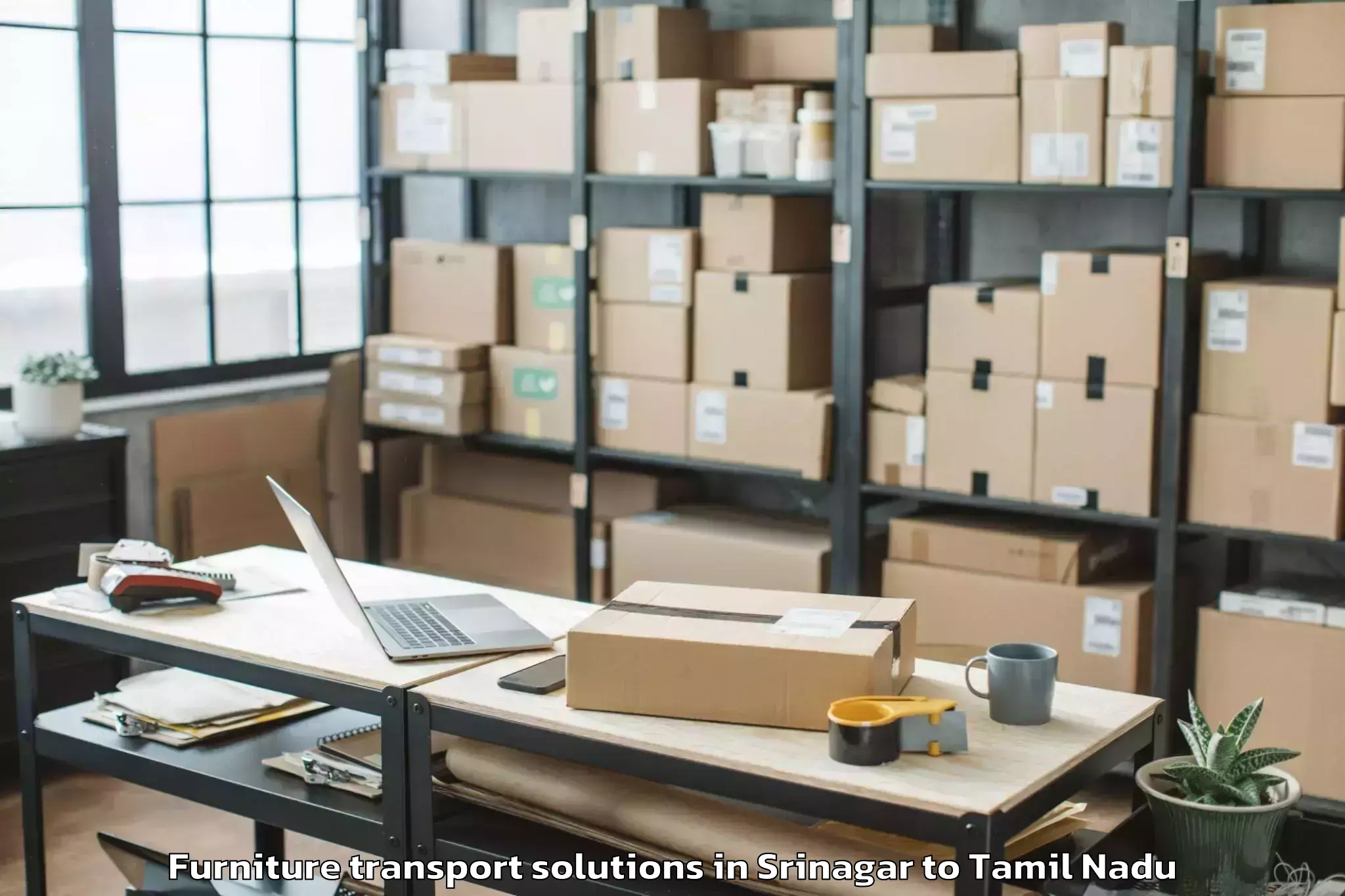 Affordable Srinagar to Tamil Nadu Furniture Transport Solutions